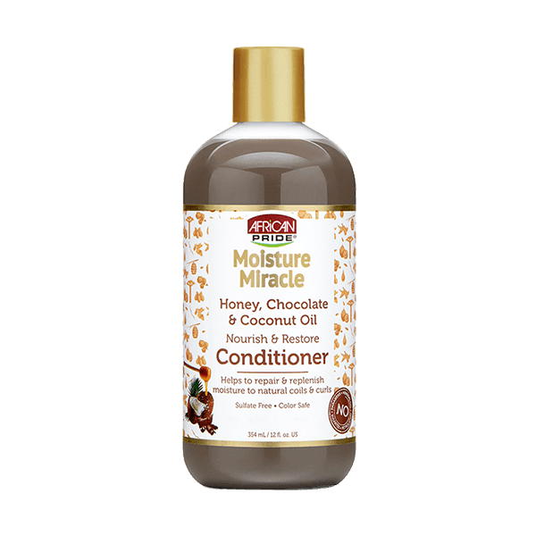 ACONDICIONDOR MOSITURE MIRCLE HONEY, CHOCOLATE & COCONUT OIL NOURISH & RESTORE CONDITIONER 12 OZ - Beauty Fair Cosmetics