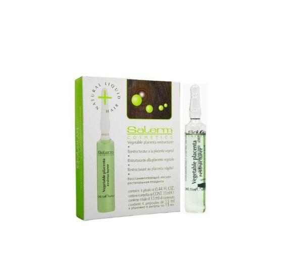 AMPOLLAS REESTRUCTURADOR A LA PLACENTA VEGETAL SALERM (4 X 12ml) - Beauty Fair Cosmetics