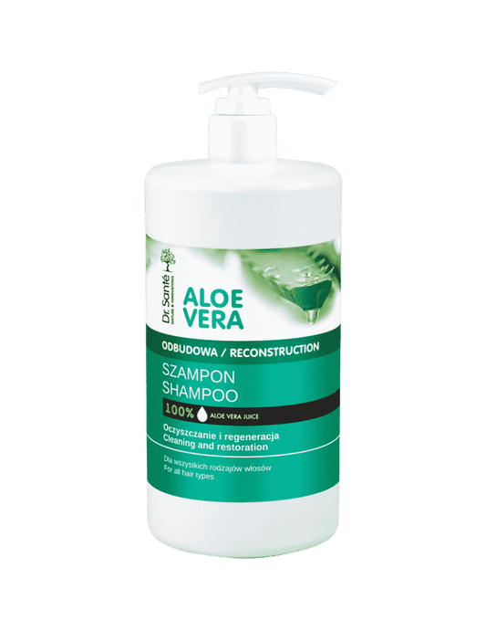 CHAMPÚ REESTRUCTURANTE CON ALOE VERA SHAMPOO DR. SANTE 1.000 ML - Beauty Fair Cosmetics