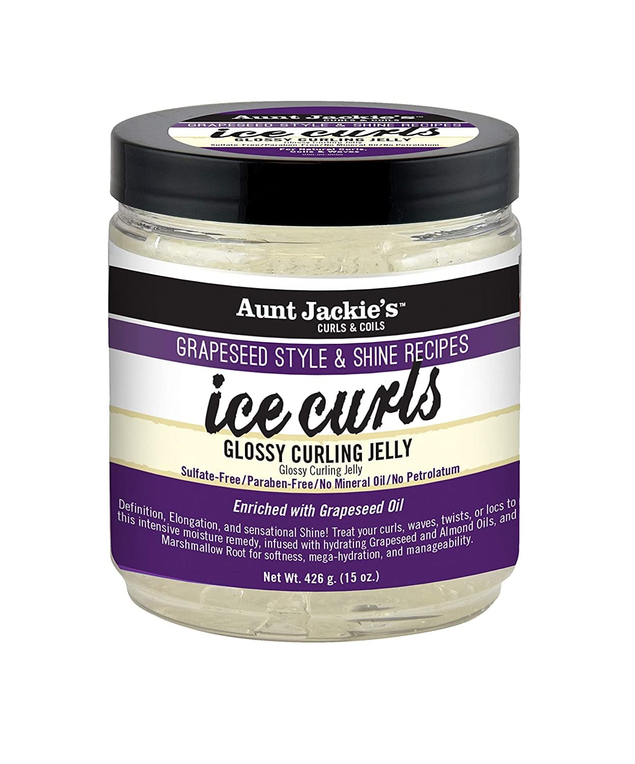 GEL DEFINIDORA ICE CURL GRAPSEED GLOSSY CURLING JELLY AUNT JACKIES 426g - Beauty Fair Cosmetics