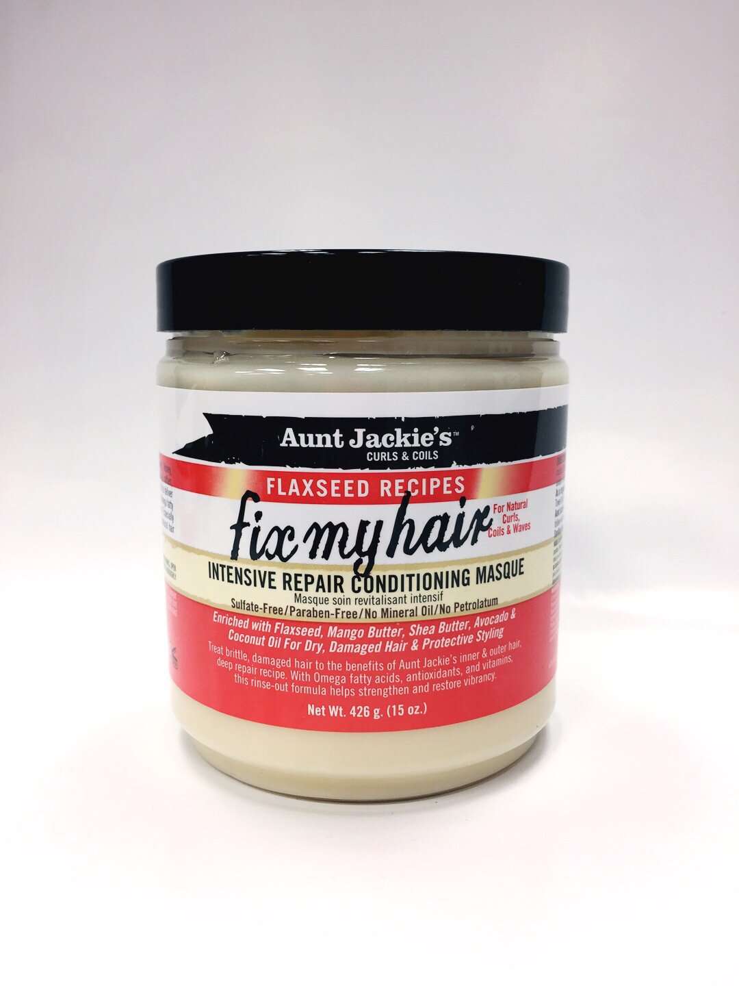 MASCARILLA FIX MY HAIR INTENSIVE REPAIR CONDITIONING MASQUE AUNT JACKIE'S CURLS &amp; COILS FLAXSEED RECIPES 426G - Beauty Fair Cosmetics