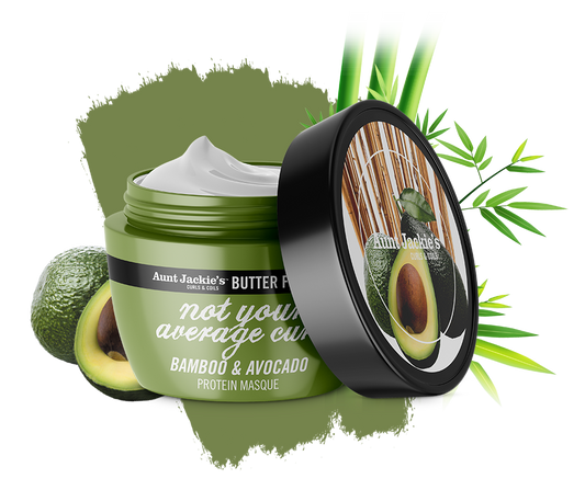 MASCARILLA PROTEINA NOT YOU AVERAGE CURL BAMBOO AND AVOCADO PROTIEN MASQUE AUNT JACKIES 355ml - Beauty Fair Cosmetics