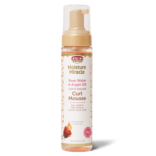 MOUSSE PARA RIZO AGUA DE ROSSA & ACEITE DE ARGAN MOISTURE MIRACLE AFRICAN PRIDE 251 ML - Beauty Fair Cosmetics